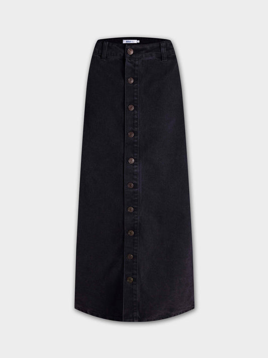 Button Down Straight Denim Skirt-0