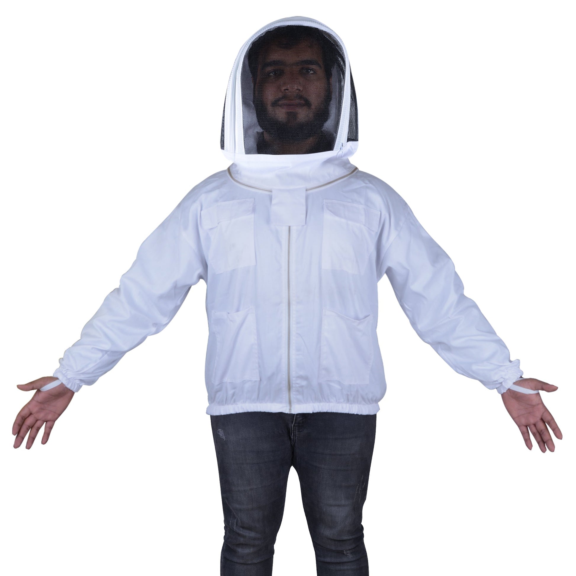 Beekeeping Bee Cotton Jacket With Hood Style Veil Protective Gear-1