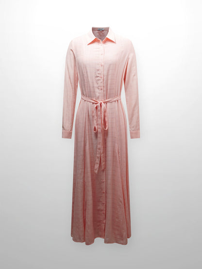 Collared A-Line Shirtdress-Pink Plaid-0