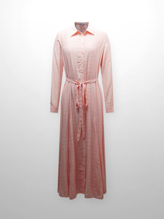 Collared A-Line Shirtdress-Pink Plaid-0