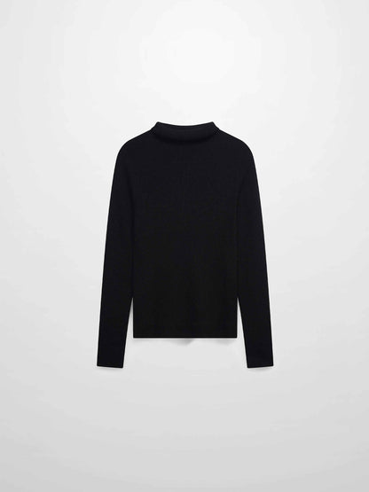 Lurex Ribbed Knit Turtleneck-Black-0