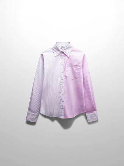 Mix Pinstripe Button Down Shirt-Pink-1