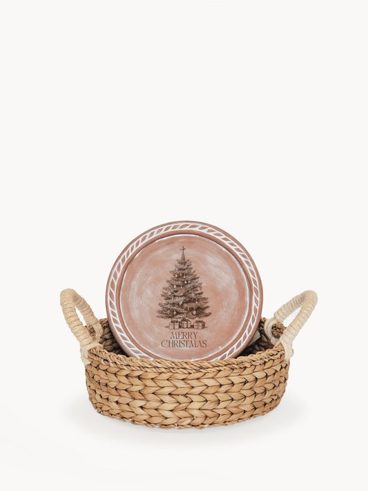 Bread Warmer & Basket - Christmas Tree Round-0