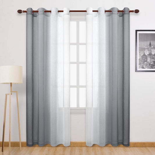 Custom Curtains: Ombre Sheer Curtains, Set of 2 Panels-0