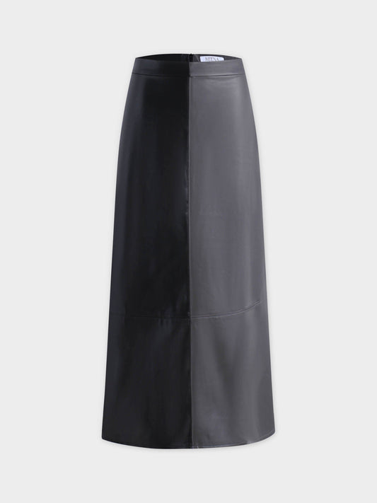 Two Tone Leather Skirt-Black/Grey-0