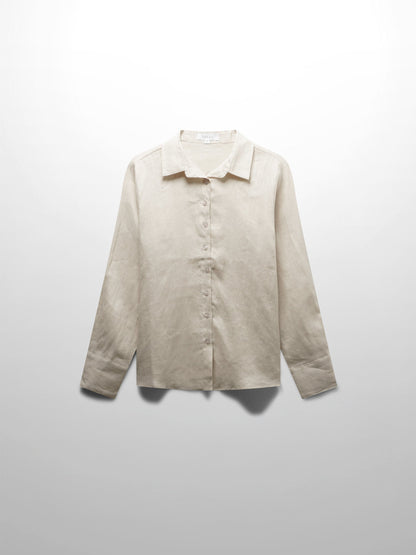 Linen Button Down Blouse-Ecru-1