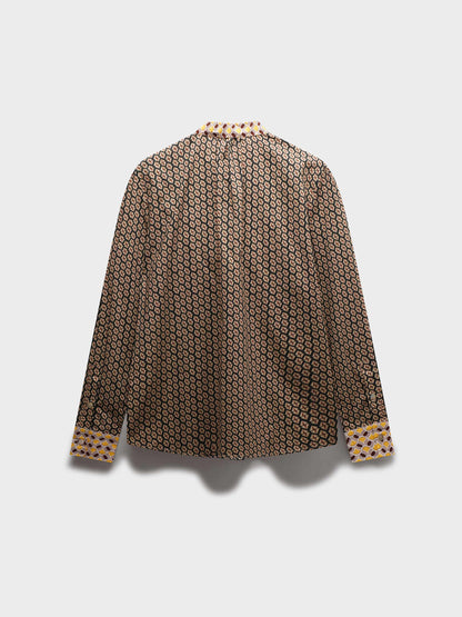 Cotton Bow Blouse-Two Tone Geometric-2