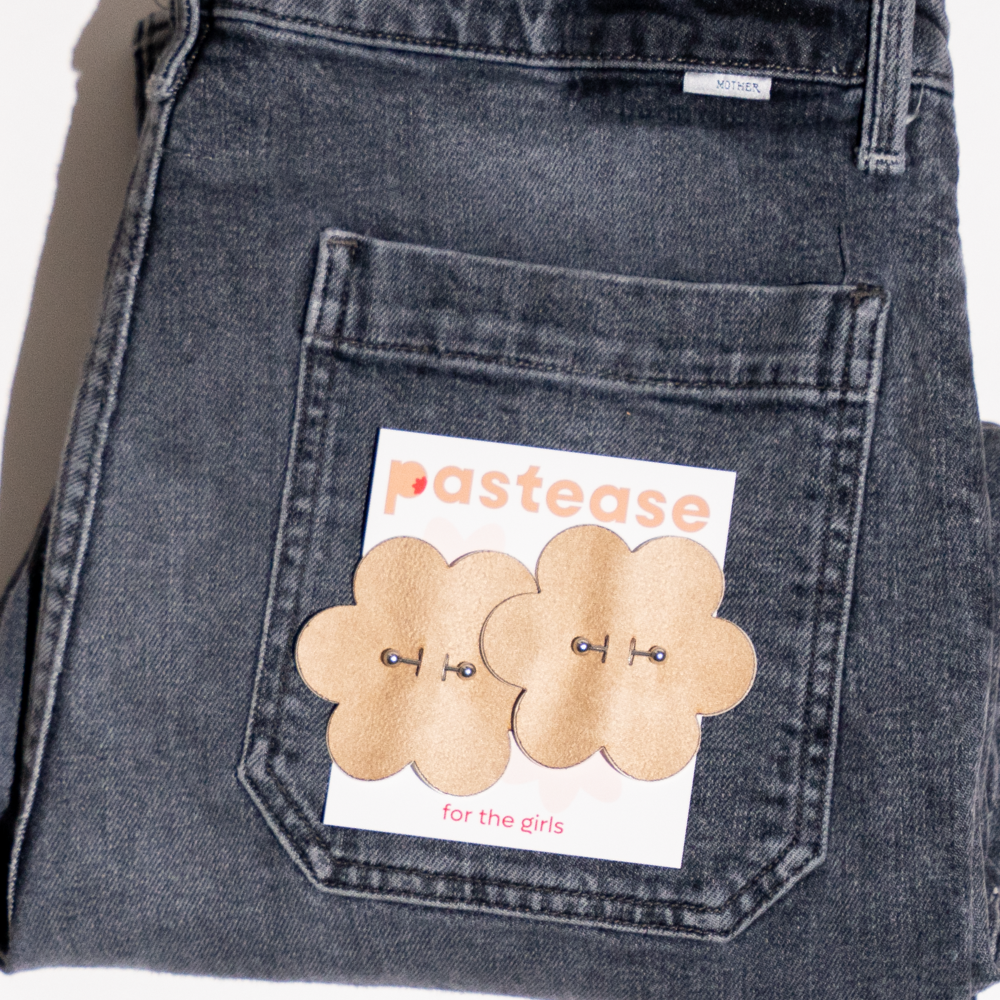 5-Pack: Pierced Pasties: Nude Flower Breast Petal with Barbell Piercing Nipple Covers by Pastease-2