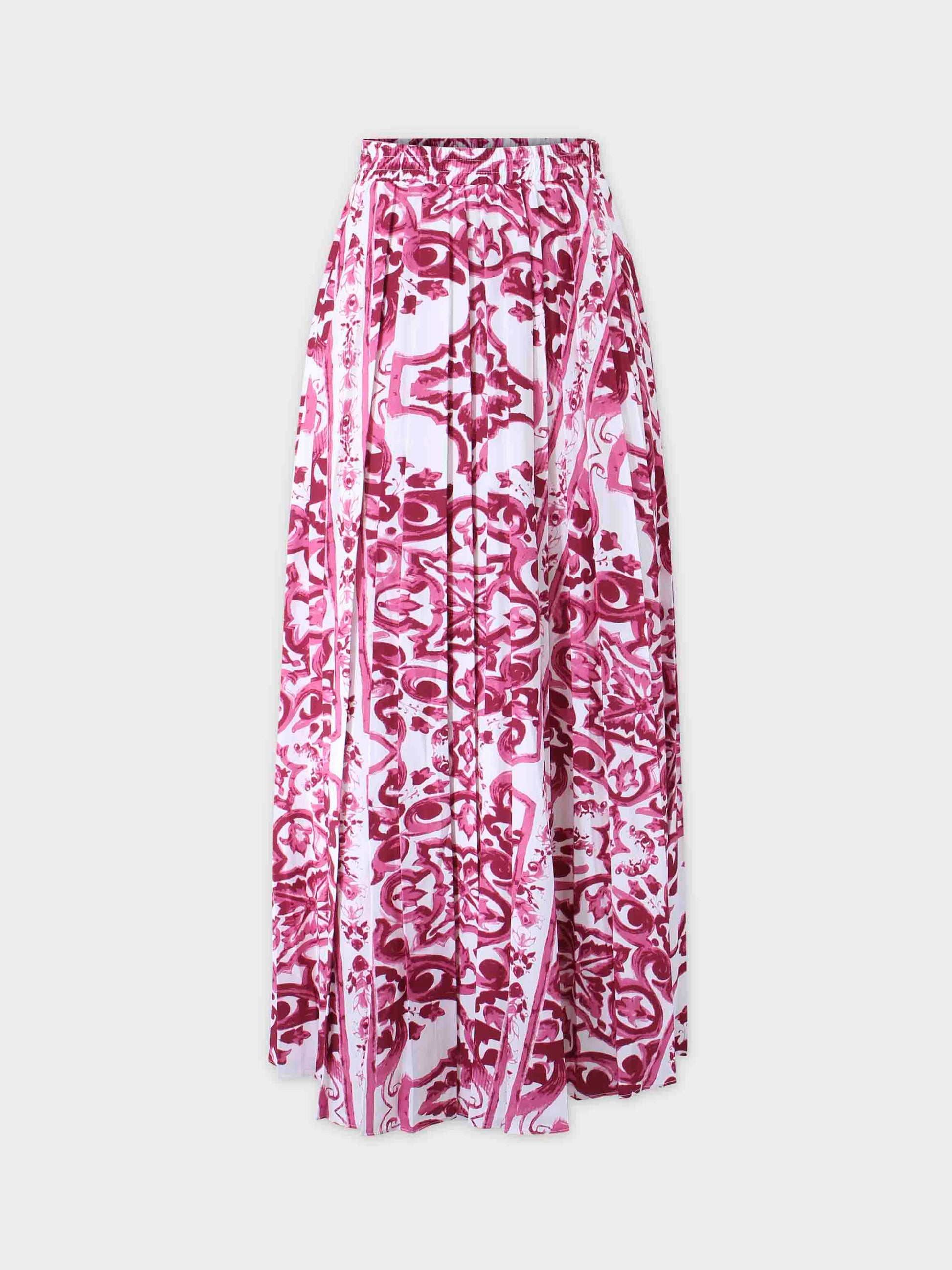 Covered Band Pleated Skirt 37"-Pink Picasso-0