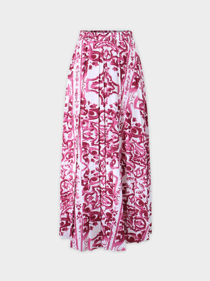 Covered Band Pleated Skirt 37"-Pink Picasso-0
