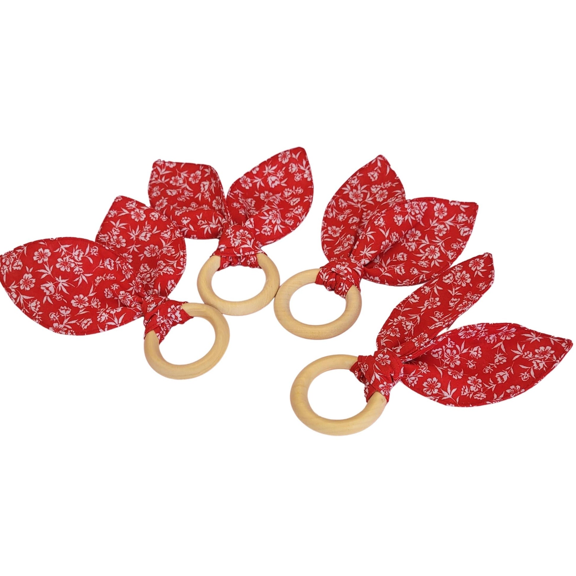 Maison Charlo | Easter Set of 4 Floral Red Rose Lilac Bunny Ears Napkin Rings | Dining Table Decor-4