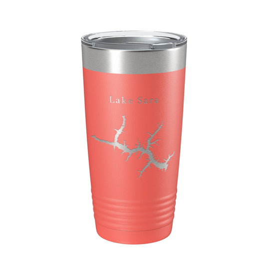 Lake Sara Map Tumbler Travel Mug Insulated Laser Engraved Coffee Cup Illinois 20 oz-20