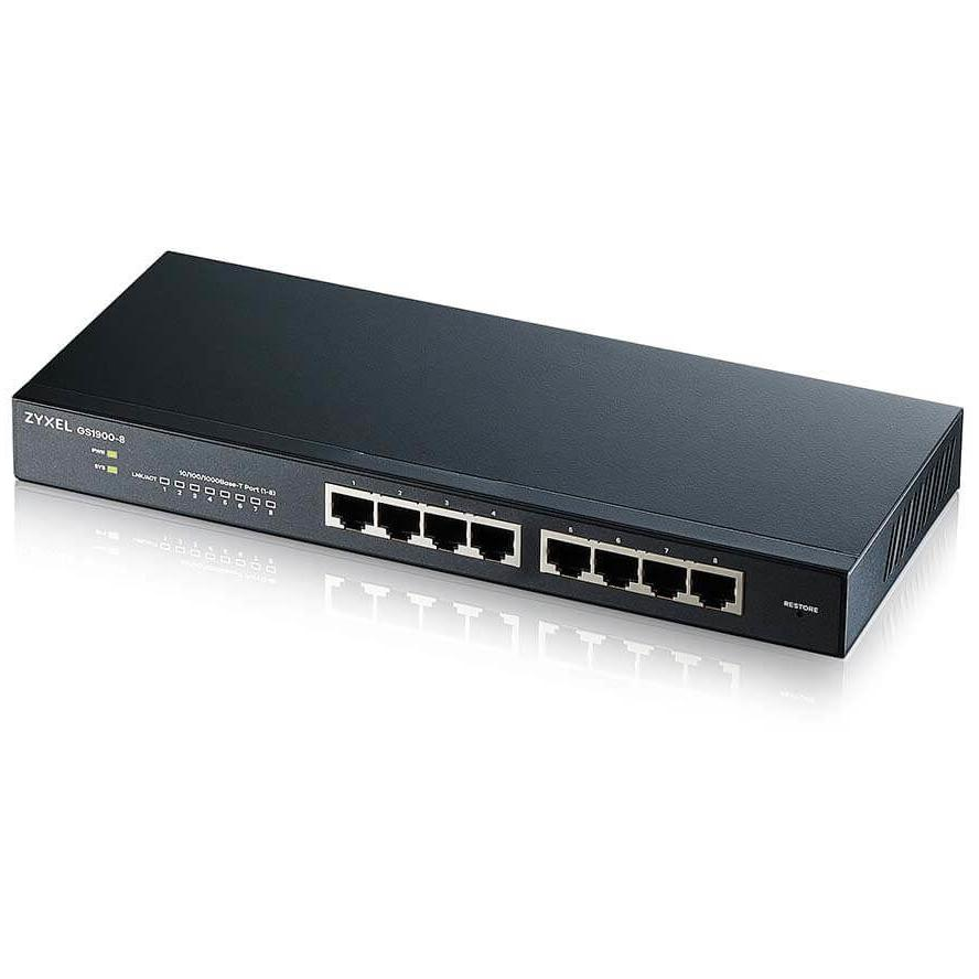 Zyxel GS1900-8 Управляем L2 Gigabit Ethernet (10/100/1000) Черен (GS1900-8-EU0102F)-0