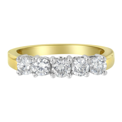 14KT Two Toned Gold 5 Stone Diamond Ring (1 cttw, H-I Color, SI1-SI2 Clarity)-1