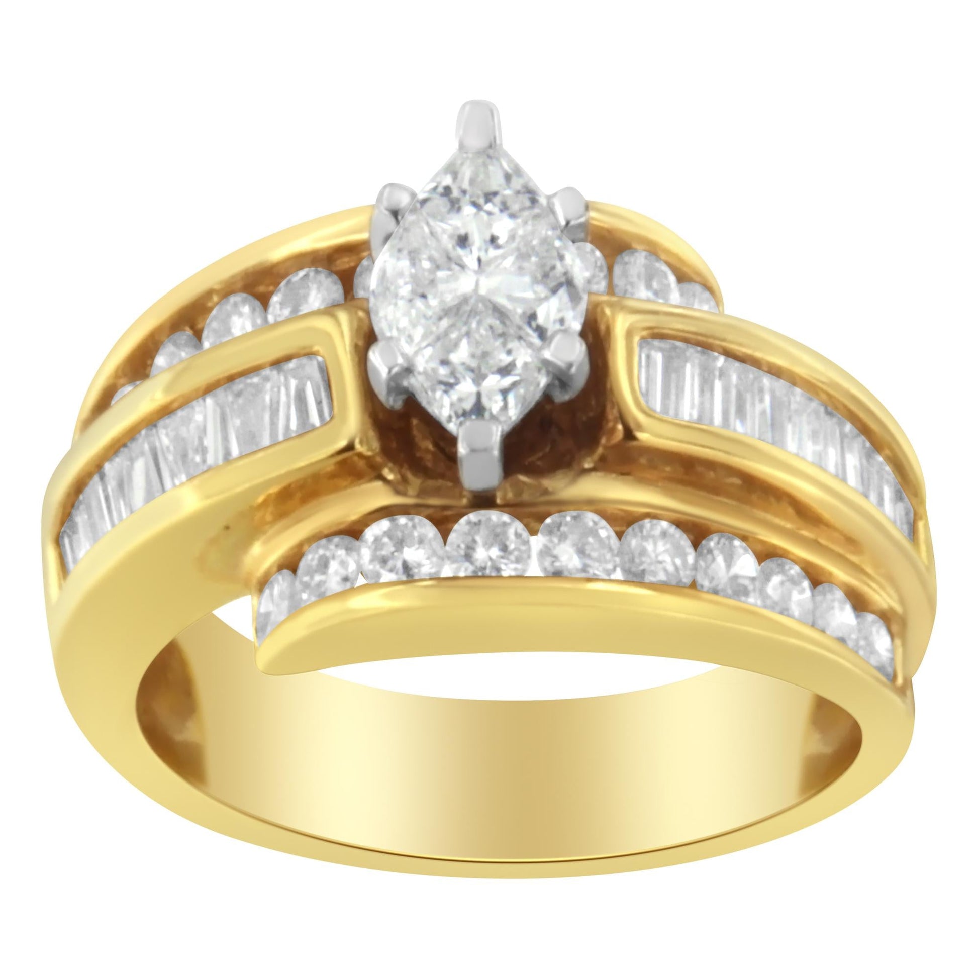 14KT Two-Toned Diamond Cocktail Ring (1 1/3 cttw, H-I Color, SI1-SI2 Clarity)-1