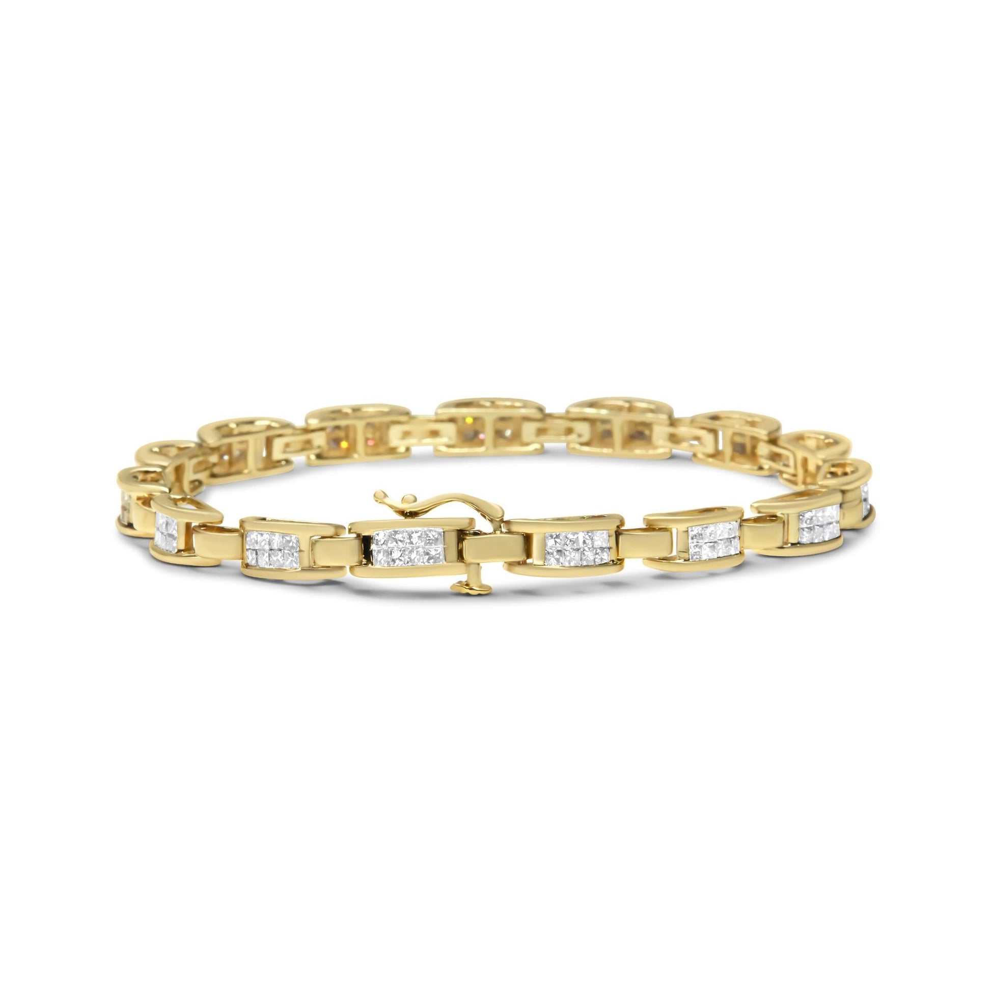 14K Yellow Gold Princess-Cut Diamond Links of Love Bracelet (2.00 cttw, H-I Color, SI2-I1 Clarity)-1