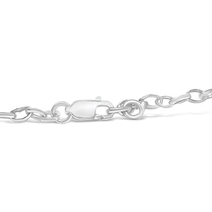 10k White Gold 1/6 Cttw Diamond "Love" Charm Cable Chain Bracelet (H-I Color, I1-I2 Clarity) - 7"-1
