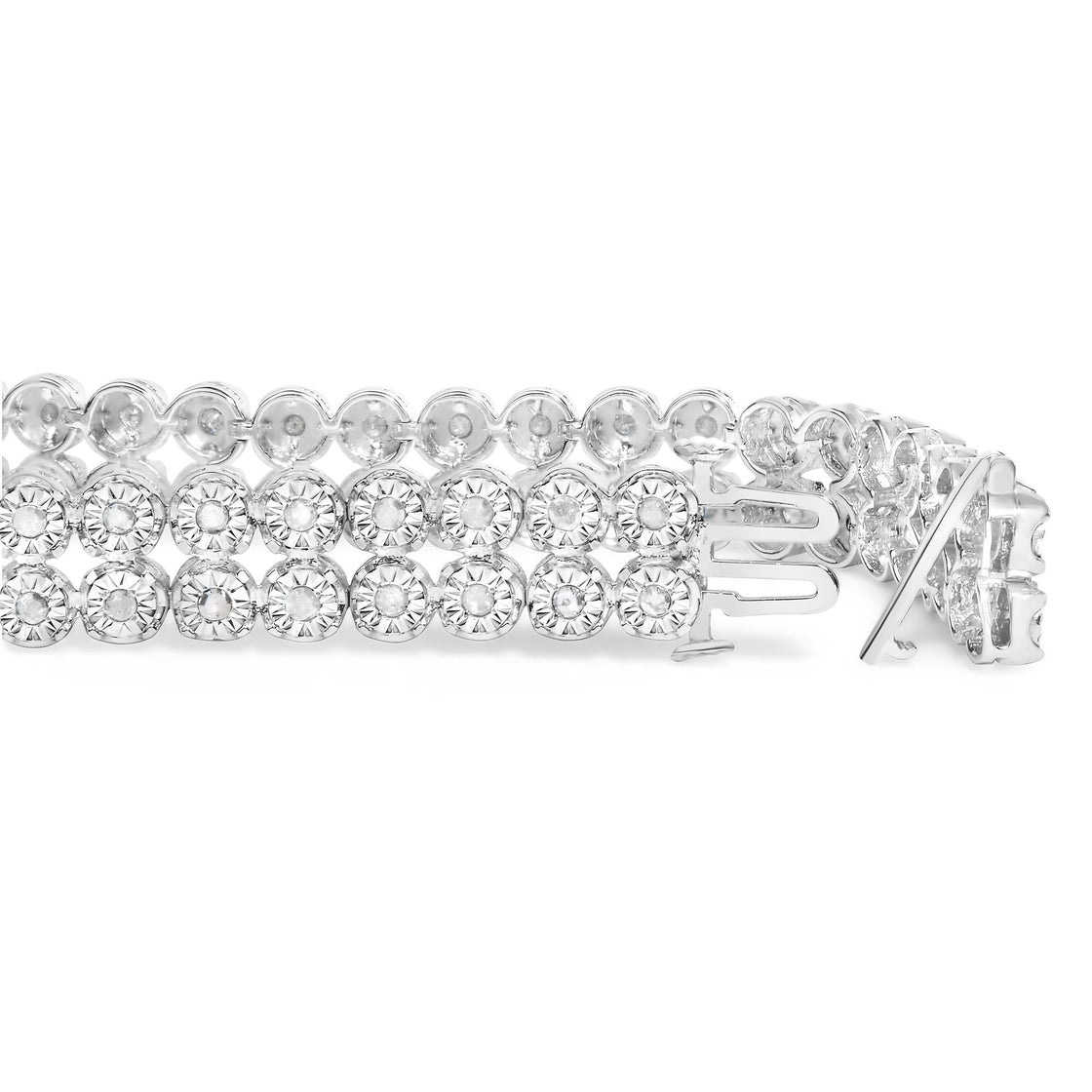 .925 Sterling Silver 2.0 Cttw Miracle Set Diamond 2 Row Link Bracelet - 7" Inches-1