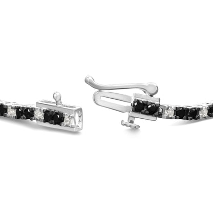 .925 Sterling Silver 2.0 Cttw Black and White Diamond Tennis Bracelet (I-J Color, I2-I3 Clarity) - 7" Inches-1