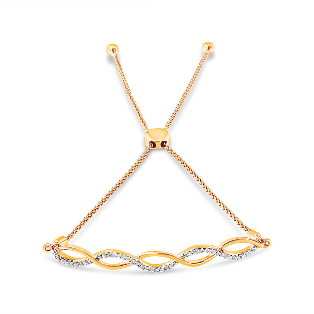 .925 Sterling Silver Diamond Infinity Twist 4”-10” Adjustable Bolo Bracelet (I-J Color, I2-I3 Clarity)-3