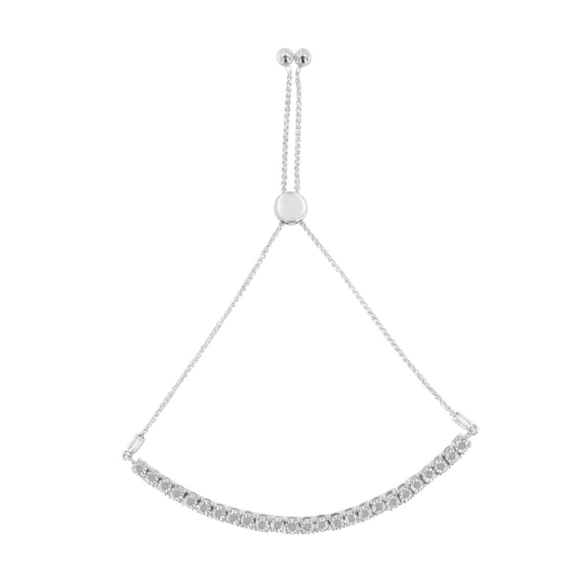 .925 Sterling Silver 1/4 Cttw Miracle-Set Diamond 4”-10” Adjustable Bolo Tennis Bracelet (I-J Color, I3 Clarity)-4
