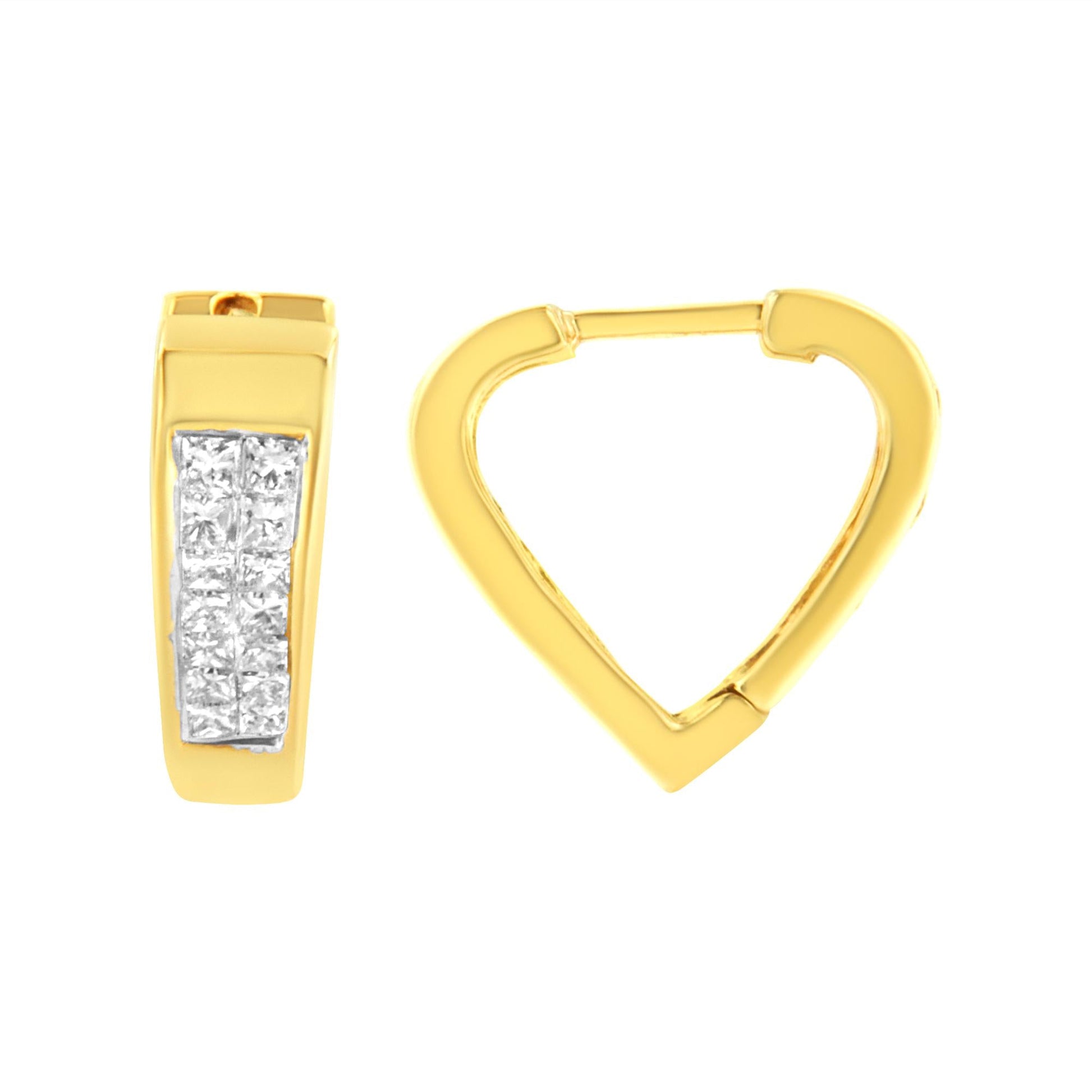 14K Yellow Gold Diamond Huggy Earrings (1/2 cttw, H-I Color, SI2-I1 Clarity)-1