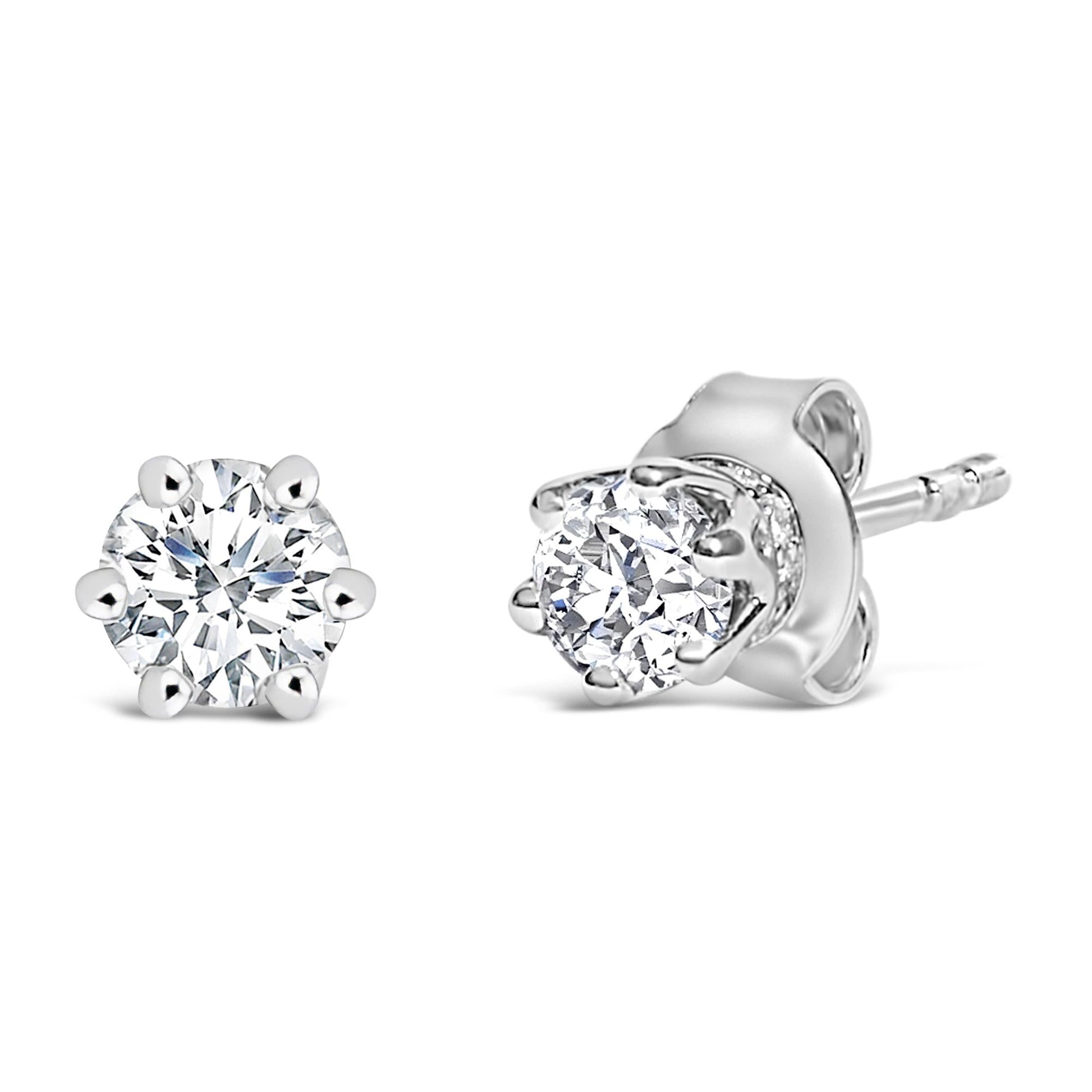 14K White Gold 1/2 Cttw Lab-Grown Diamond 6 Prong Hidden Halo Stud Earrings (F-G Color, VS1-VS2 Clarity)-1