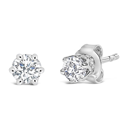 14K White Gold 1/2 Cttw Lab-Grown Diamond 6 Prong Hidden Halo Stud Earrings (F-G Color, VS1-VS2 Clarity)-1