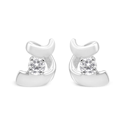 .925 Sterling Silver Round Cut Diamond Fashion Earrings (0.10 cttw, I-J Color, I2-I3 Clarity)-1