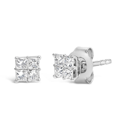 10KT White Gold Diamond Composite Stud Earring (1/4 cttw, H-I Color, I1-I2 Clarity)-1