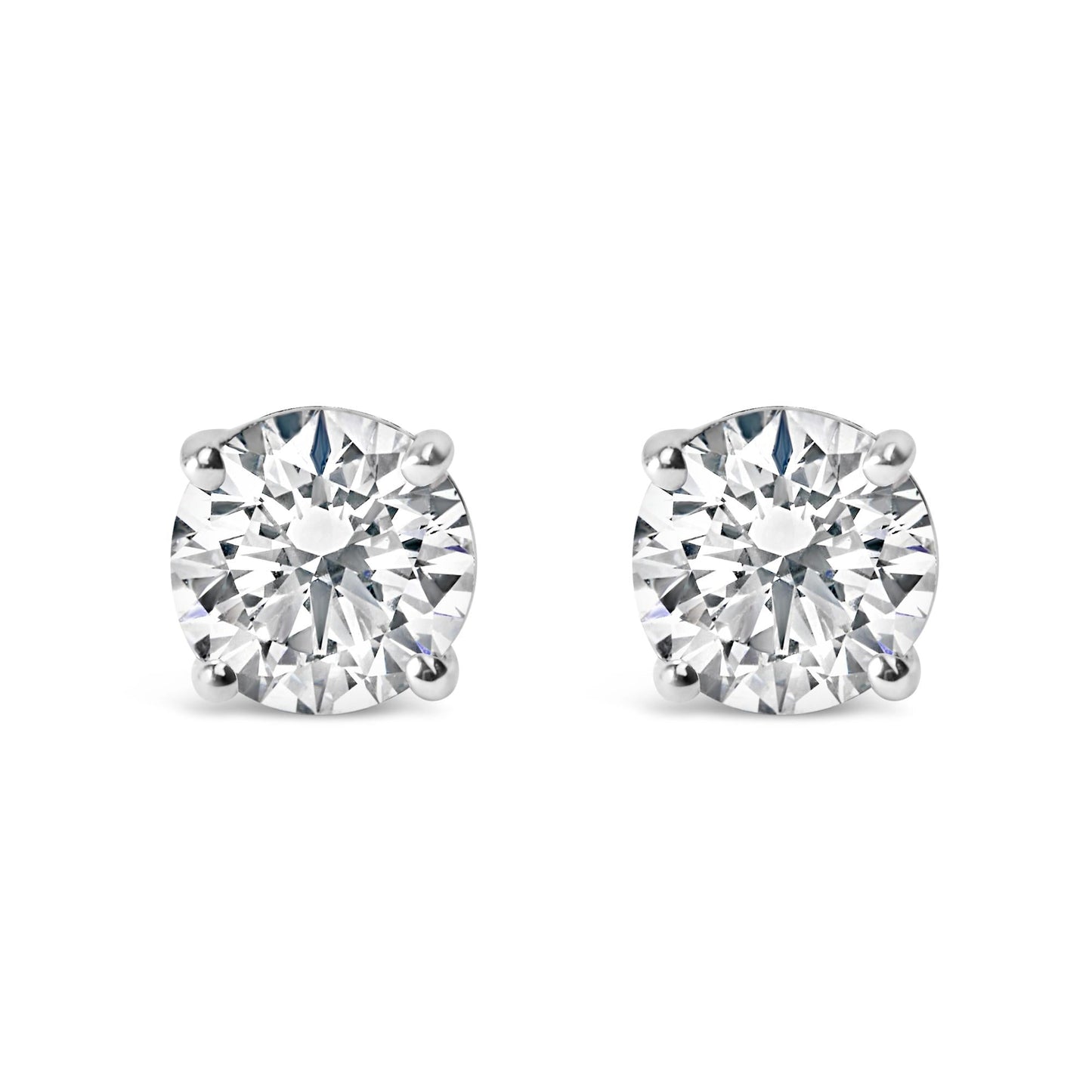 IGI Certified 14K White Gold 1 1/2 Cttw Round Diamond Solitaire Stud Earrings with Screwbacks (G-H Color, I1-I2 Clarity)-1