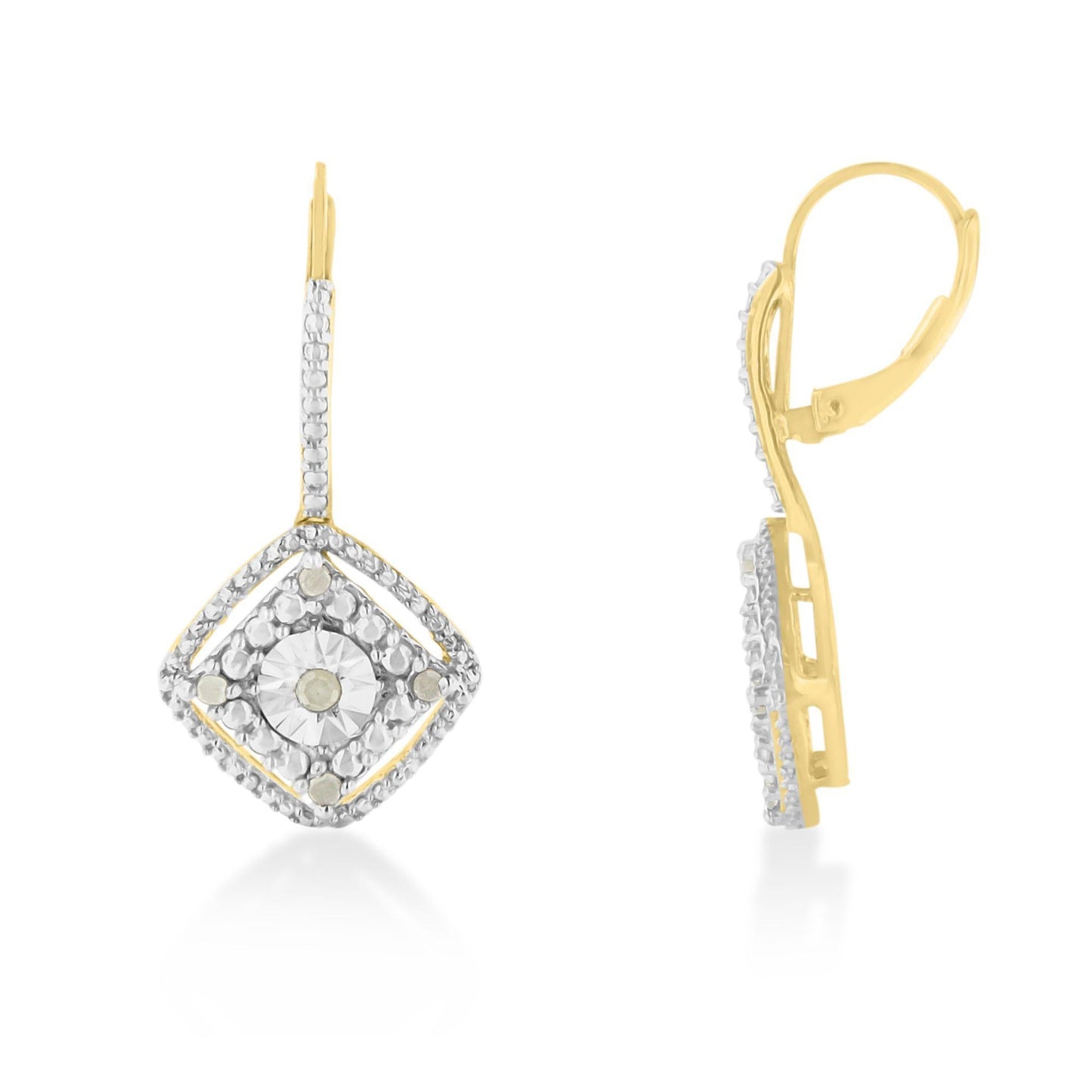 Sterling Silver Rose Diamond Dangle Earring (0.25 cttw, I-J Color, I2-I3 Clarity)-1