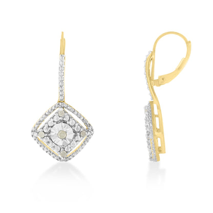 Sterling Silver Rose Diamond Dangle Earring (0.25 cttw, I-J Color, I2-I3 Clarity)-1