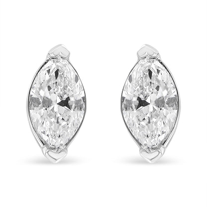 14K White Gold 4/5 Cttw Marquise Lab Grown Diamond Solitaire Stud Earrings-1