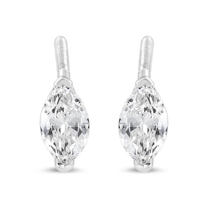 14K White Gold 1/2 Cttw 2 Prong Set Marquise Solitaire Lab Grown Diamond Stud Earrings (F-G Color, VS2-SI1 Clarity)-1