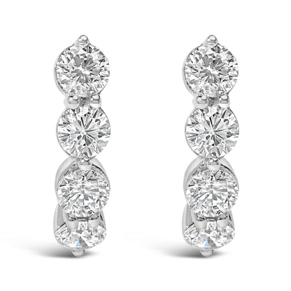 14K White Gold 1 1/4 Cttw Round Lab Grown Diamonds 5 Stone Open Hoop Stud Earrings (F-G Color, VS1-VS2 Clarity)-1