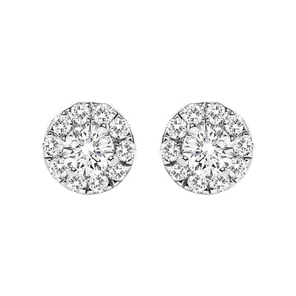 14K White Gold 1/3 Cttw Lab-Grown Diamond Halo Stud Earring (F-G Color, VS1-VS2 Clarity)-1