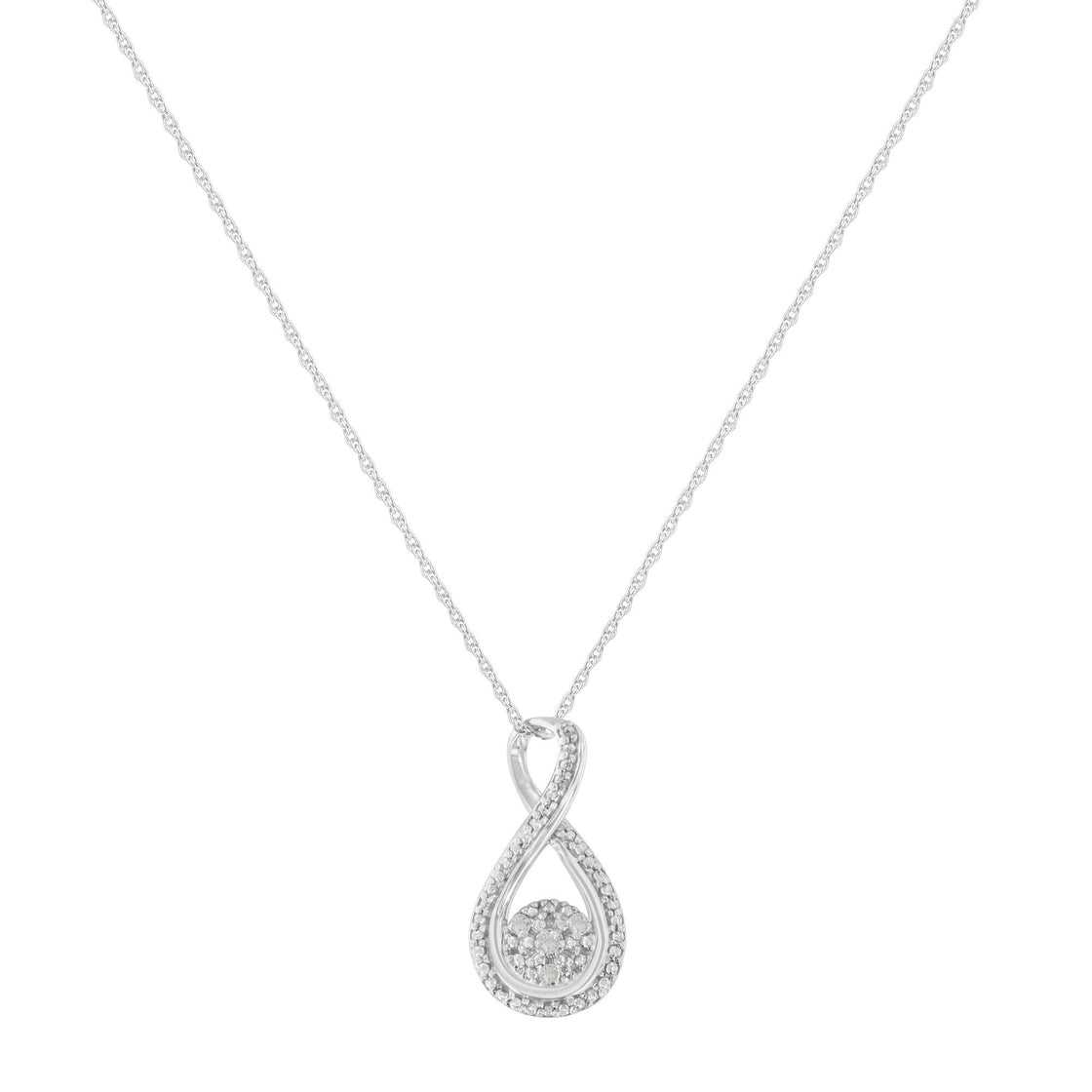 .925 Sterling Silver Diamond Accent Infinity 18" Pendant Necklace (I-J color, I2-I3 clarity)-1