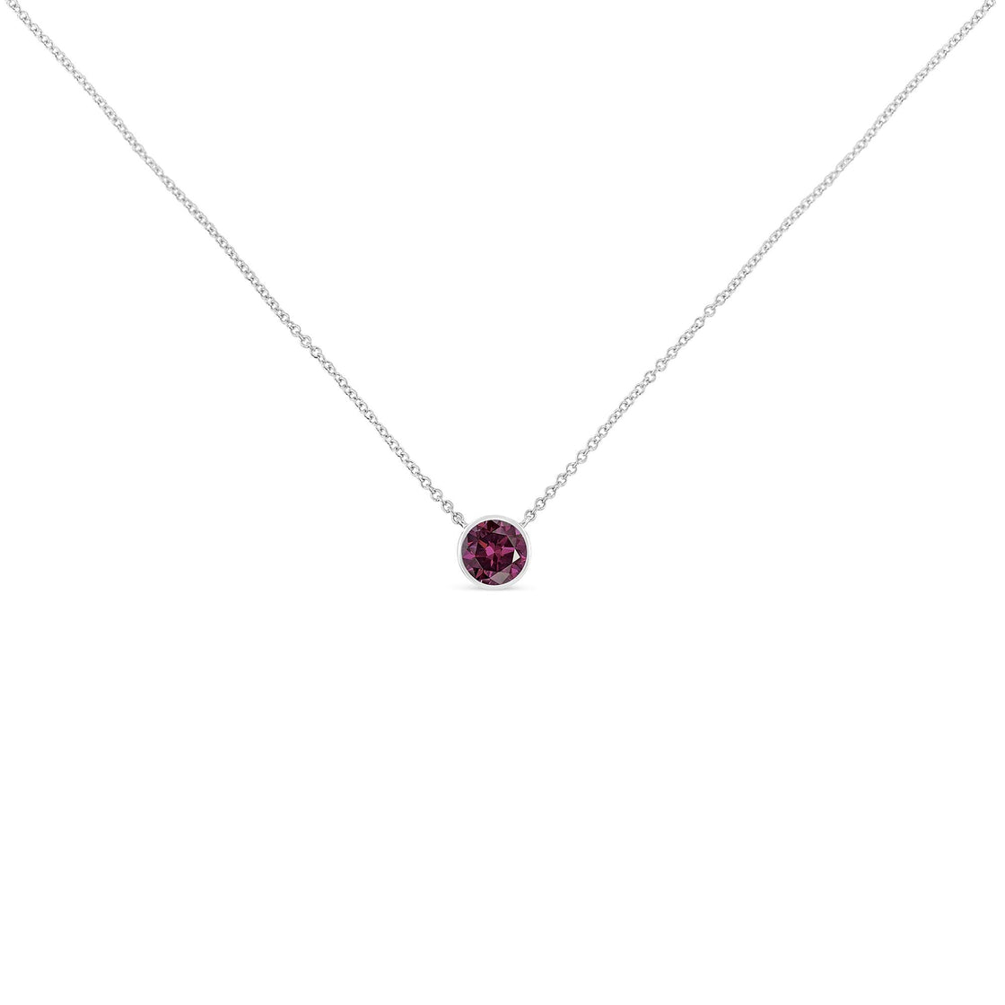 .925 Sterling Silver Bezel Set 3.5mm Created Gemstone Solitaire 18" Pendant Necklace-4