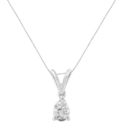 10K White Gold 1/5 cttw Diamond Pear Pendant Necklace (H-I, SI1-SI2)-1