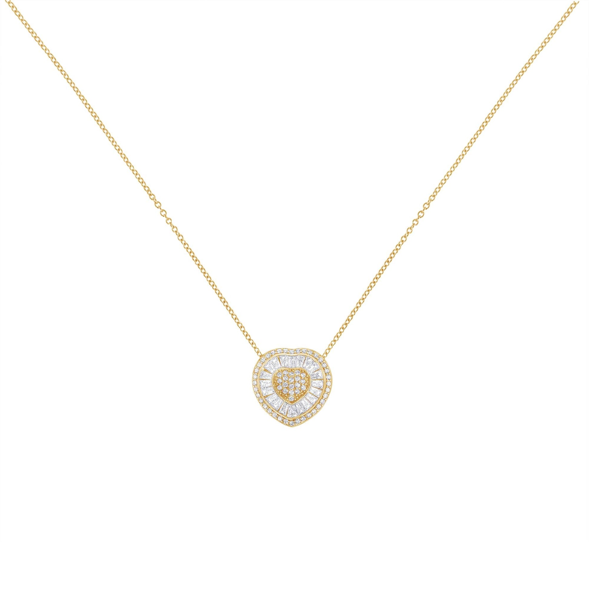 10KT Yellow Gold Diamond Heart Pendant Necklace (1/2 cttw, H-I Color, I1-I2 Clarity)-1