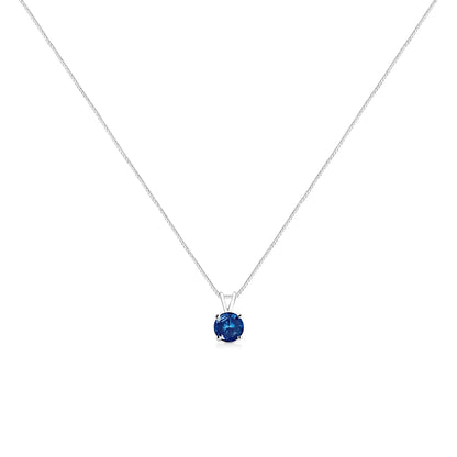 10K White Gold Round Brilliant Cut Lab Grown Blue Diamond 4-Prong Solitaire Pendant Necklace (Blue Color, VS2-SI1 Clarity) - 18"-2