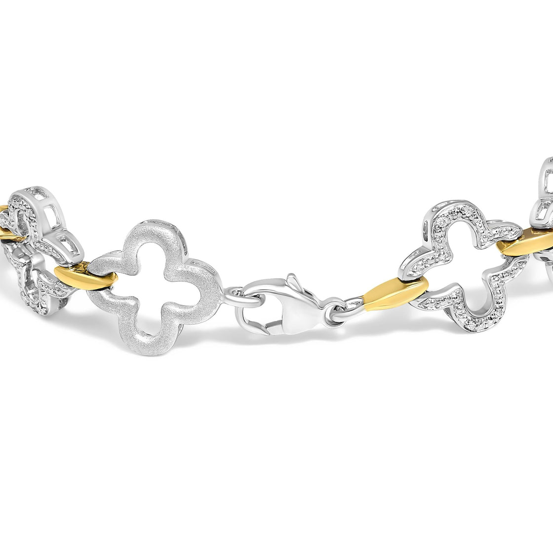 .925 Two-tone Sterling Silver 1/10 Cttw Natural Round Diamond Fashion Tennis Bracelet (I-J Color, I1-I2 Clarity) - 7"-1