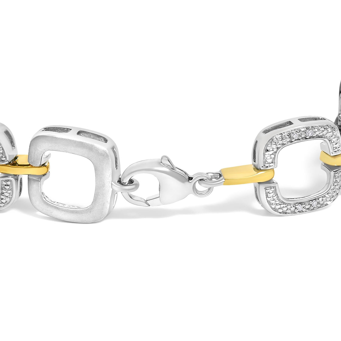 .925 Two-Tone Sterling Silver Diamond Accent Open Box Link Bracelet (I-J Color, I1-I2 Clarity) - 7"-1