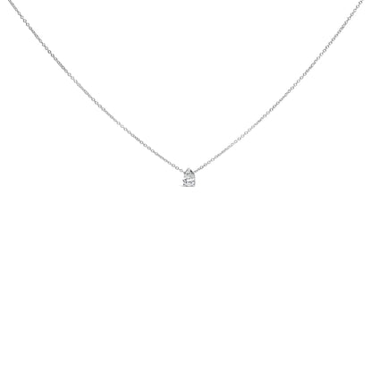 14K White Gold 1/2 Cttw Pear Shape Lab-Grown Diamond 3-Prong Solitaire Pendant Necklace 18 Inch (F-G Color, VS2-SI1 Clarity)-1