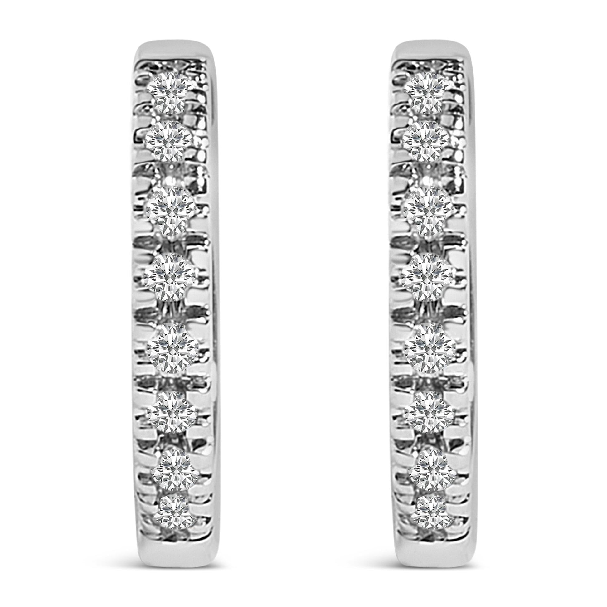14K Gold 1/5 CTW Diamond Huggie Hoop Earrings-3