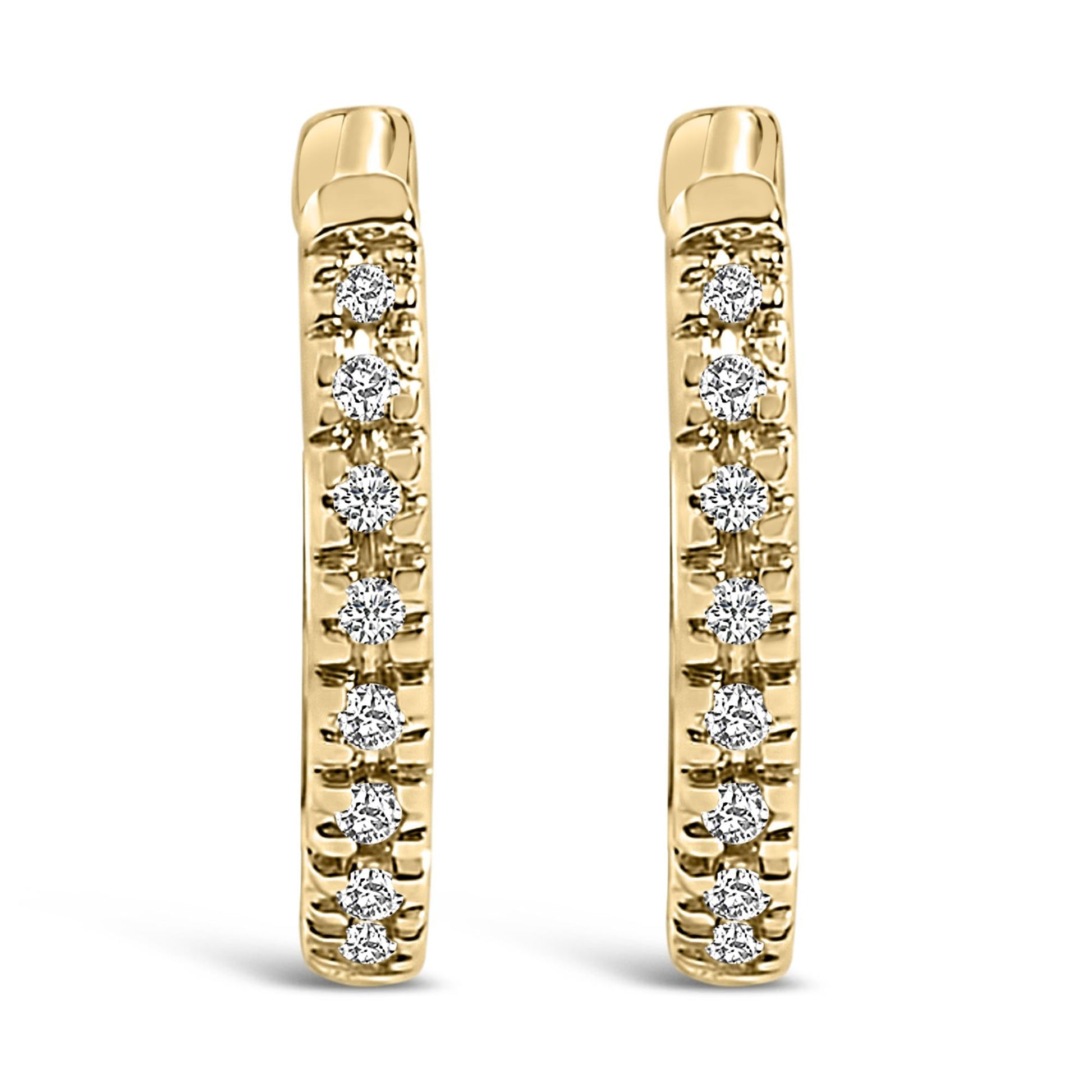 14K Gold 1/5 CTW Diamond Huggie Hoop Earrings-4