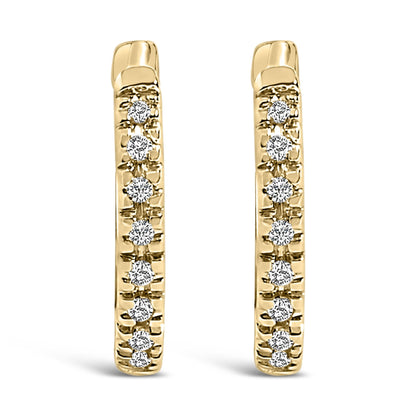 14K Gold 1/5 CTW Diamond Huggie Hoop Earrings-4