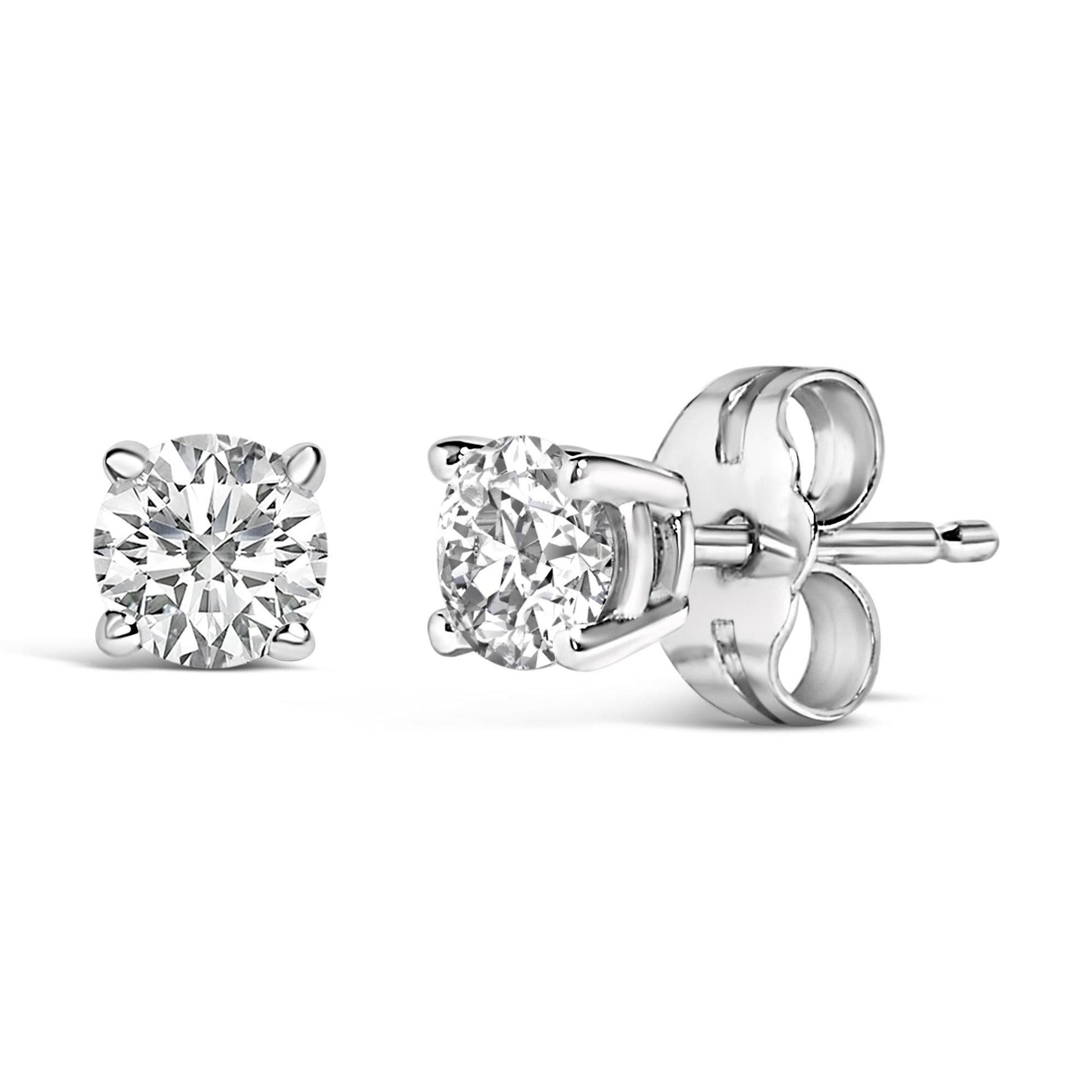 14K Gold 1/2 Cttw Lab Grown Diamond Solitaire Stud Earrings-2