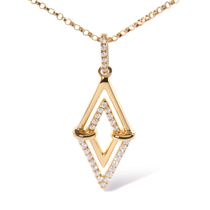 14K Yellow Gold 1/4 Cttw Diamond Double Triangle Geometric 18" Pendant Necklace (G-H Color, SI1-SI2 Clarity)-1